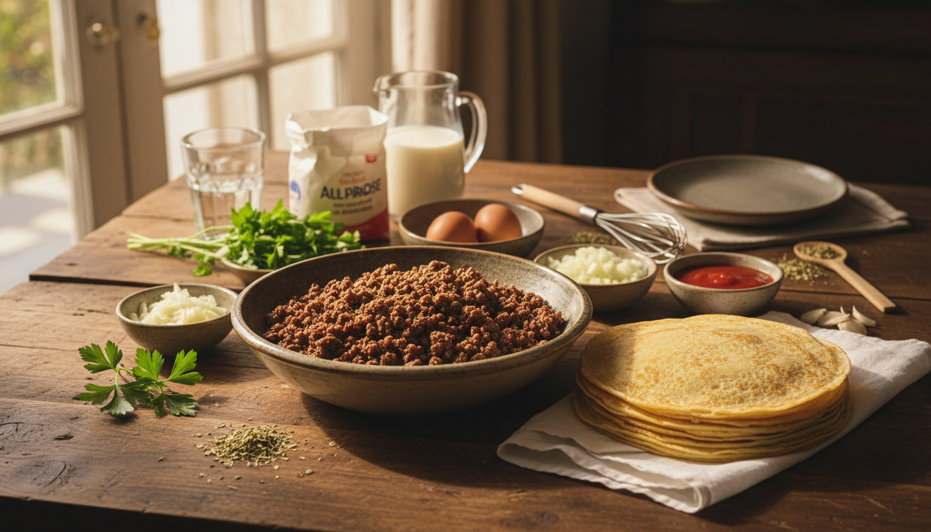 Ingredientes Essenciais para a Panqueca de Carne Moída