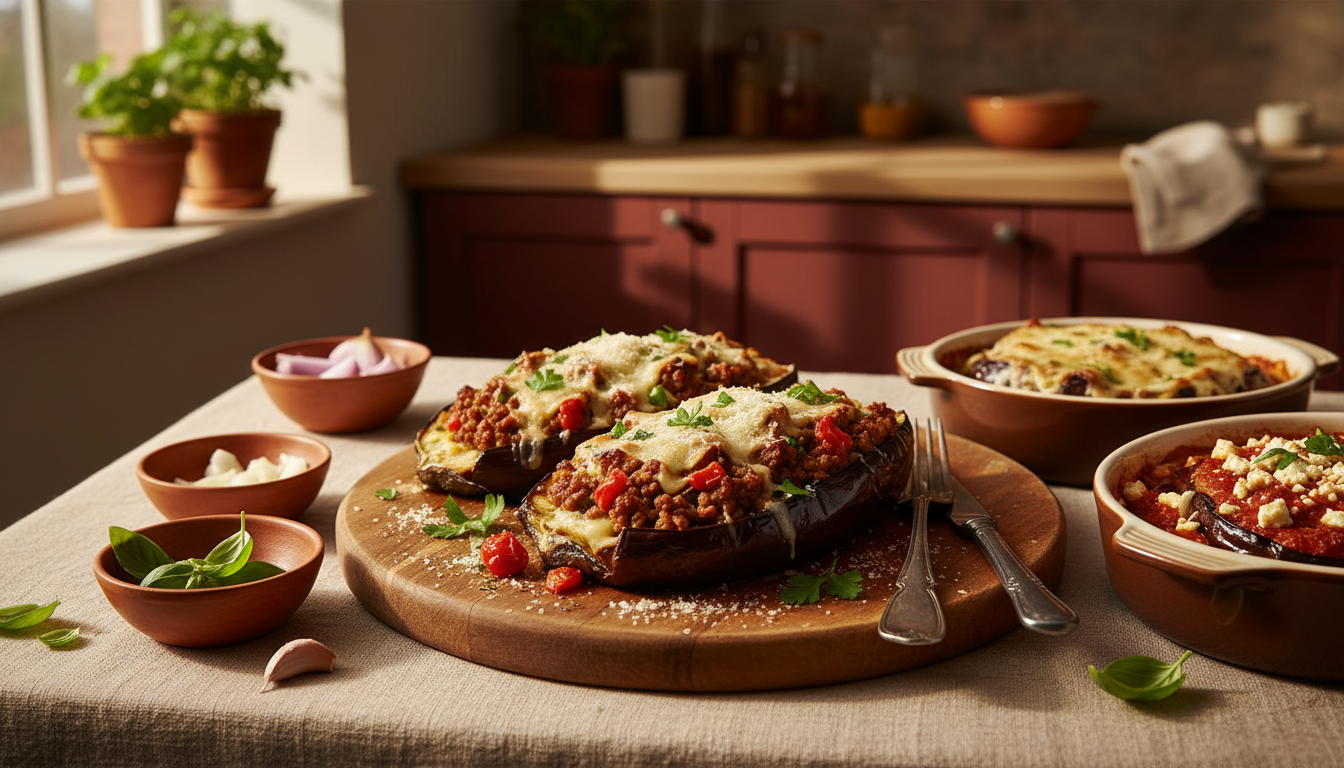 Receitas Variadas de Berinjela Recheada com Carne Moída