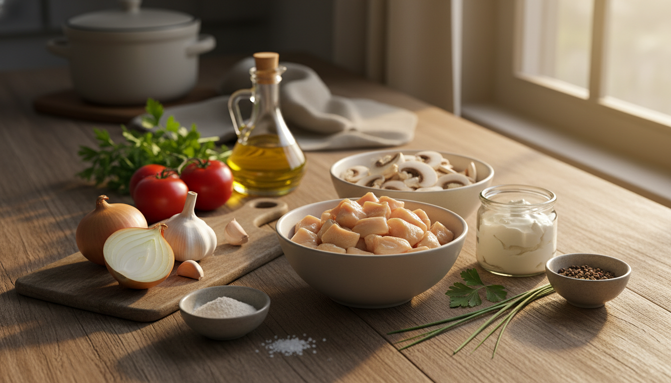 Ingredientes Essenciais para um Strogonoff de Frango Light