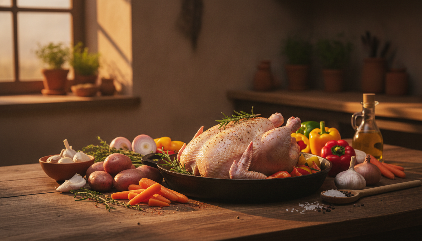 Ingredientes Essenciais para Frango Assado com Batatas e Legumes